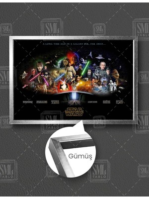 SML Tablo Star Wars Evreni Filmler ve Karakterleri Yatay Çerçeveli Kanvas Tablo