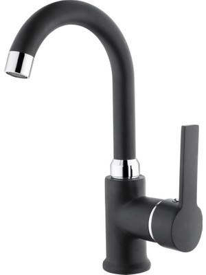 TeknoKapsül Itimat Idea Siyah 563KCB Kuğu Lavabo Bataryası