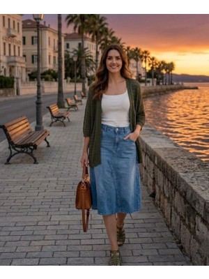 Urumday Triko Delikli Düğmesiz Bedensiz Hırka