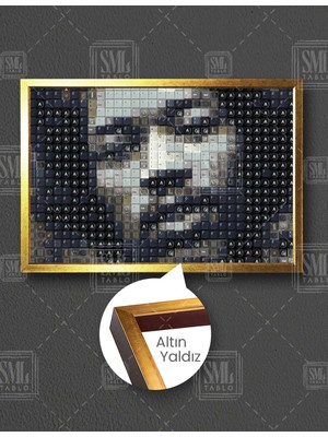 SML Tablo Tuşlardan Oluşan Jimi Hendrix Portresi Yatay Çerçeveli Kanvas Tablo