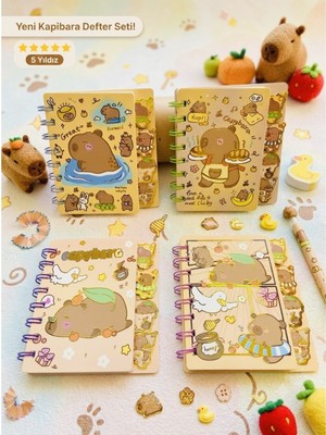 ÖZ OFİS Capybara Ayraçlı Çizgili Not Defteri - 12X8 cm Cep Boy - 64 Sayfa - Tekli (BX-8110)