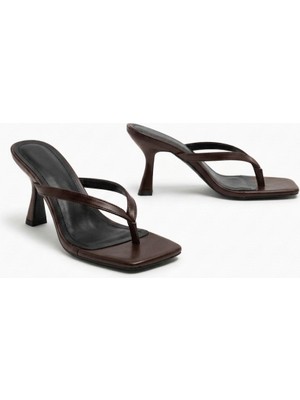 Yula Fashion Shoes Vera Kadın Tredn Topuklu Terlik-Kahverengi