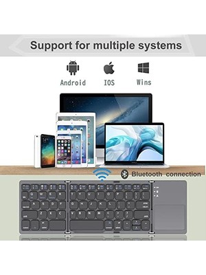 Fırsat Mağazam Rock&rown Katlanabilir Bluetooth Klavye, Rock & Cep Boyutunda Taşınabilir Kablosuz Klavye Touchpad ile Mac Os,, Windows, Linux, Pc, Tablet Için, Şarj Edilebilir Li-Ion Pilli, Koyu Gri