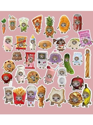 Fırsat Mağazam Şapşal Kedi Komik Kedi Sticker Paketi/bullet Journal Defter Çıkartma Ajanda Laptop Etiket