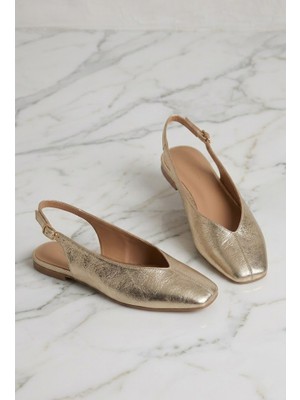 Yula Fashion Shoes Lang Kadın Günlük Şık Babet-Gold