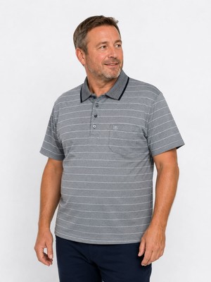 Baba Pant Simenti,polo Yaka, Pamuklu,cepli,likralı ,baba Tişört-Çizgili Gri