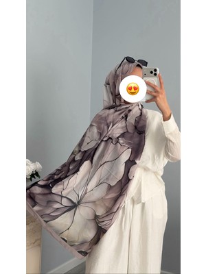 Marka Krem Desenli Pamuklu Tesettür Şal 100 x 80 cm Kadınlar İçin Hafif ve Nefes Alabilen