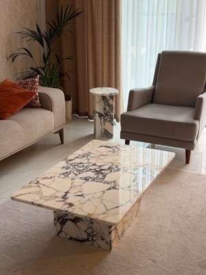 Adomar Marble Menekşe Orta Sehpa, Mermer Orta Sehpa