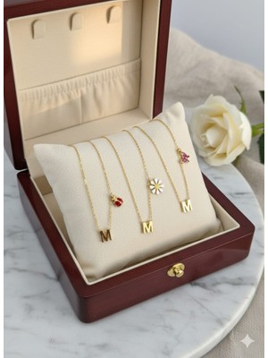 Papatya Silver 925 Ayar Gümüş Işıltılı Harf Minimal Fuşya Zirkon Taşlı Figür Çeşitleri Kolye.rose.gold.rodaj
