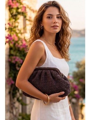 Vivazzaluxe Aura Model Örme Yazlık Kadın Portföy & Clutch, Omuz Çanta
