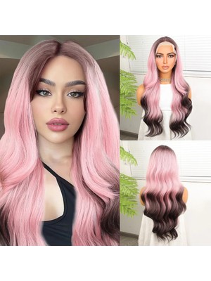 TeknoKapsül Siyah Pembe Ombre Fiber Sen Tül Peruk