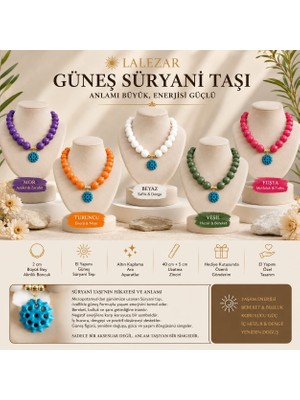 Sinem Şanlı Atelier Lalezar Güneş Süryani Taşı Büyük Boy Akrilik Boncuklu El Yapımı Kolye