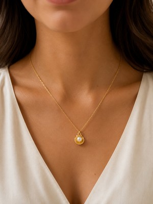 Adata Jewelry Istiridye Kabuğu Incili Gold Zincir Kolye