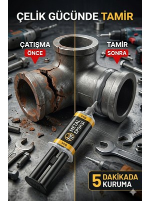 Primeaks Çift Komponentli Metal Yapıştırıcı Ikiz Şırınga 5 Dakika Hızlı Güçlü Epoksi