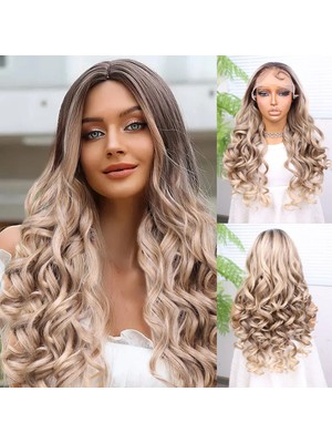 TeknoKapsül Kumral Platin Ombre Bebek Lı Fiber Sen Yoğun Daalı Tül Peruk