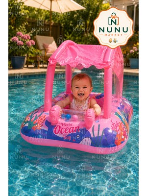 NUNU Market Çocuk Simiti 60x60 cm Gölgelikli Oturaklı UV Korumalı Eğlenceli Tasarım 6-24 Ay