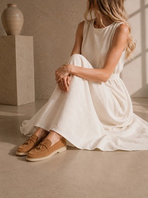 Sovenso Premium Hakiki Deri Toka Detaylı Taba Loafer