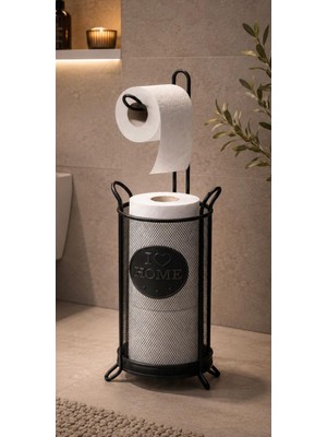 Statika Home Siyah Fileli Metal Tuvalet Kağıtlığı Standı , Yedekli Banyo Wc Askısı