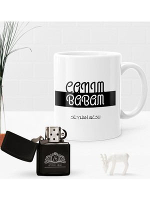 UltraMint Özel Tasarım Canım Babam Benzinli Çakmak ve Kupa Seti