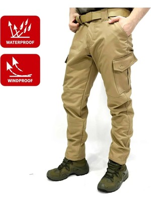 Kordak Su-Rüzgar Geçirmez Bej Softshell Pantolon - Cephe Serisi