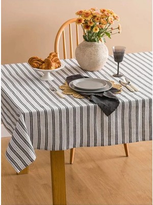 LC Waikiki Lcw Home Gri Çizgili Masa Örtüsü 140X180 cm