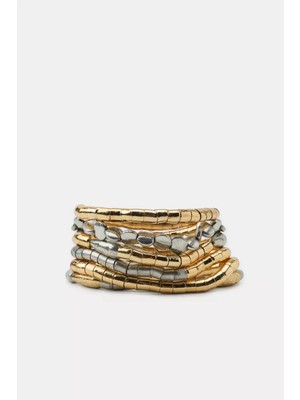 Nergis Collection Premium Gold & Silver Çoklu Bileklik Seti