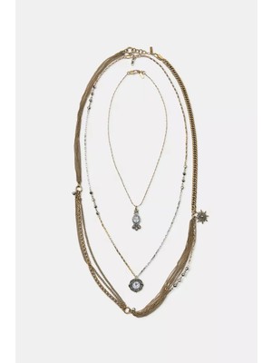 Nergis Collection Vintage Saat Detaylı Katmanlı Kolye