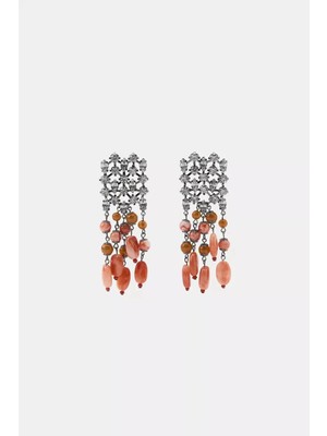 Nergis Collection Pembe Taş Detaylı Statement Küpe – Gösterişli Luxury Kadın Küpe