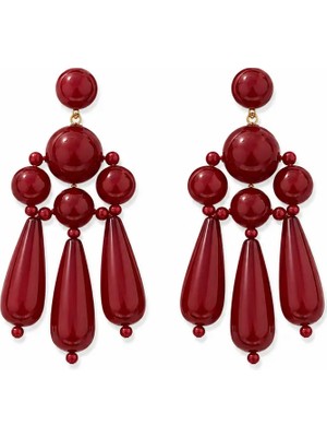 Nergis Collection Bordo Statement Küpe – Vintage Görünümlü Büyük Form Kadın Küpe