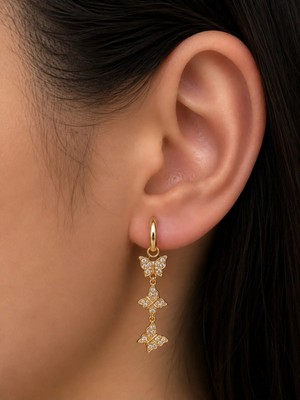 Xuping 14K 3 Lü Sallantılı Kelebek Küpe