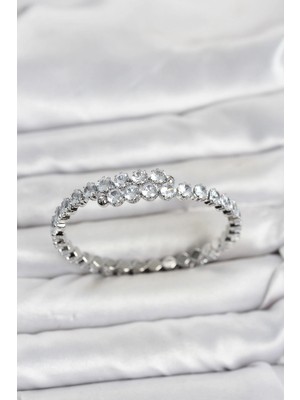 Tios Shop Krm Pirinç Gümüş Renk Sıralı Zirkon Taşlı Kadın Bileklik Krm