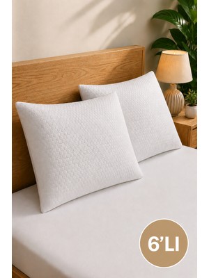 Elovias 6'lı Su Geçirmez Yastık Alezi 50X70 cm | Fermuarlı Yastık Koruyucu Kılıfı | Micro Kumaş | Terletmez | Beyaz