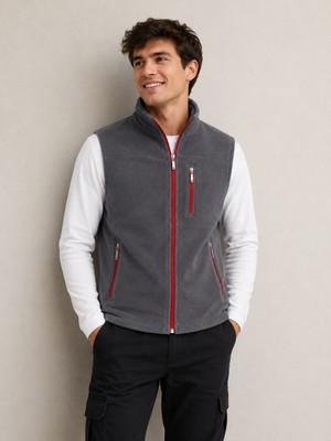 Dsnm  Füme Kırmızı Fermuarlı  Polar Yelek 3 Cepli Slim Fit Anti Pilling Tüylenme Yapmaz Hava Geçirmez Soft Shell Polar Yelek