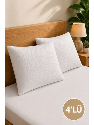 Elovias 4'lü Su Geçirmez Yastık Alezi 50X70 cm | Fermuarlı Yastık Koruyucu Kılıfı | Micro Kumaş | Terletmez | Beyaz