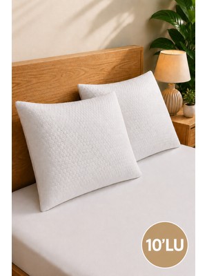 Elovias 10'lu Su Geçirmez Yastık Alezi 50X70 cm | Fermuarlı Yastık Koruyucu Kılıfı | Micro Kumaş | Terletmez | Beyaz