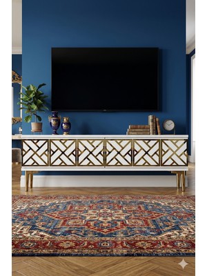 Yumedi Design TSA1238BG - Biga Tv Stand , Tv Sehpası 120CM Beyaz-Gold