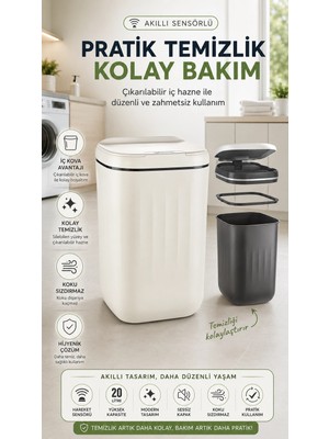 Eco Lounge Sensörlü Çalışan Hareketle Aktivite Olan Çöp Kutusu Anti-Bakteri