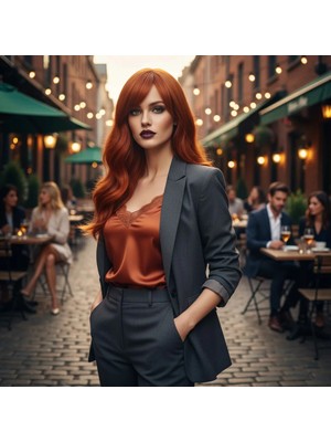 TeknoKapsül Daalı Perçemli Fiber Sen Orta Boy Peruk / Bakır