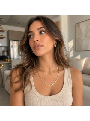 Luckyb Store 14K Xuping Uzun Italyan Zincir