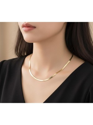 BURADABULDUN Yassı Balık Sırtı Zincir Kolye 50 cm - Gold Renk