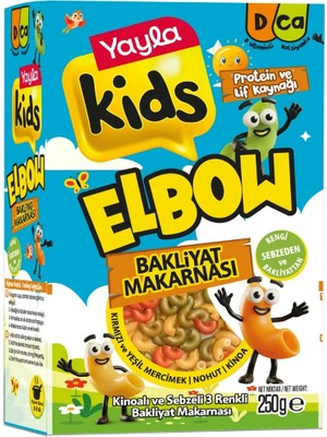 Yayla Kids Kinoalı Sebzeli 3 Renkli Elbow Bakliyat Makarnası 250 G