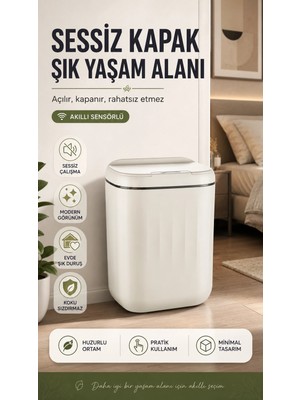 Eco Lounge 20 Litre Hacim Sensörlü Çöp Kutusu Hareket Algılayan Antibakteriyel