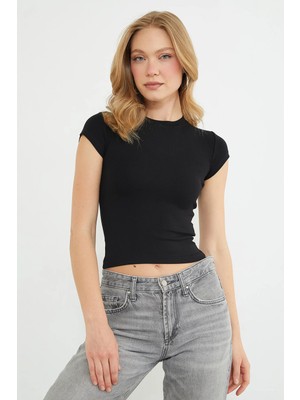 FullaModa Basic Bisiklet Yaka Tişört