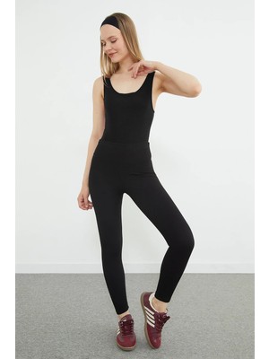 FullaModa Fitilli Kaplı U Yaka Çıtçıtlı Body