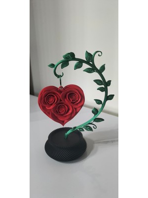 Sarmaşık Gül Kalbi 3D Dekoratif Biblo