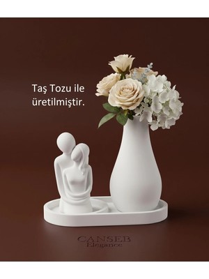 Canseb Elegance 10CM Sevgili Biblo & 13CM Çiçek Vazosu - 17CM Tepsi - Üçlü Set