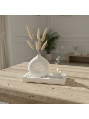 Canseb Elegance 3'lü Modern Vazo ve Mumluk Set (Tealight 5cm Mum Hediyeli)