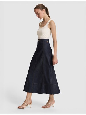 Pierre Cardin Kadın Saks Regular Fit Jean Etek 50324110-VR032