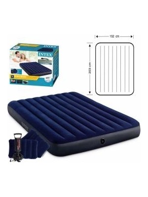 Intex Çift Kişilik Şişme Yatak 152x203 cm Fiber-Tech Teknolojisi ile Dayanıklı ve Konforlu