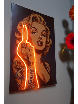Eker Reklam Ajansı Neon Led'li Asi Kadın Pop Art Tablosu | Dekoratif Işıklı Vinil Tablo